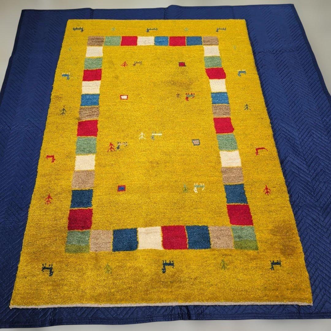 世界に一つだけの手織り絨毯 ギャッベ ラグ 178×115cm ウール100%