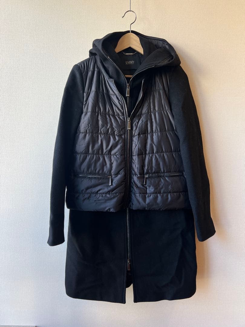 値下げ‼️SEVENTY ブラック ダウンベスト付き44