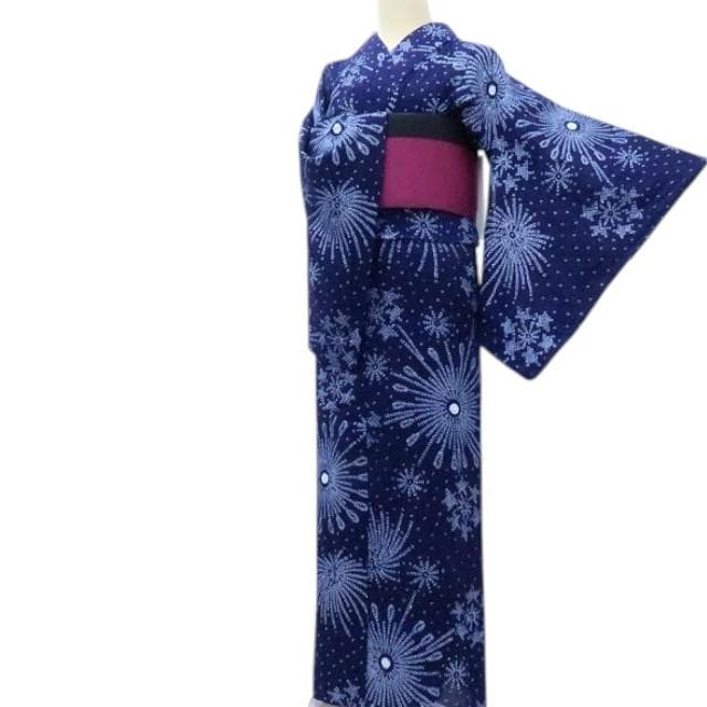 Y3329◆美品 夏着物 やまと誂製 有松鳴海絞り 居敷当て付 花火 高級浴衣