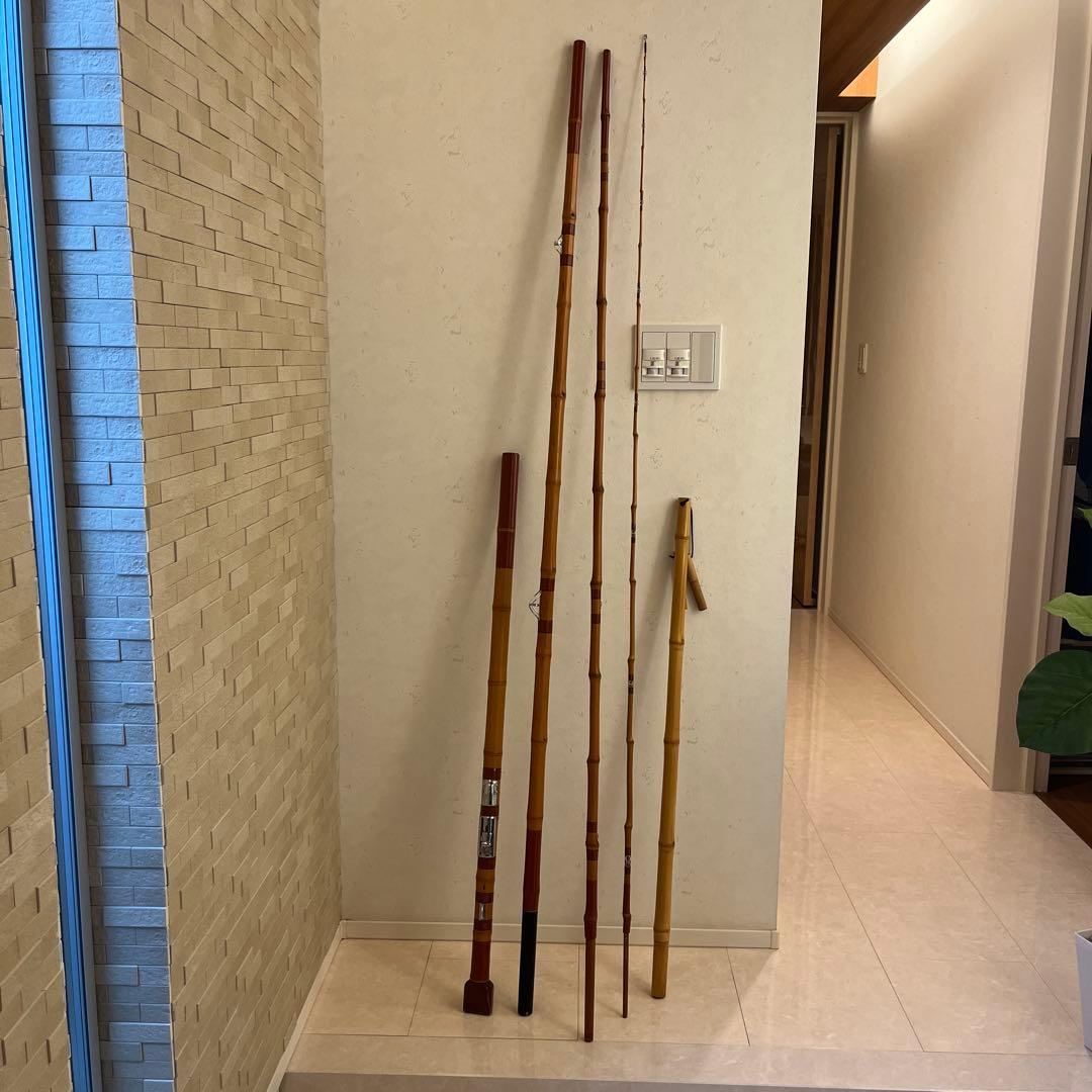 石鯛和竿　竿敏作　３本半継ぎ竹竿　石鯛竿