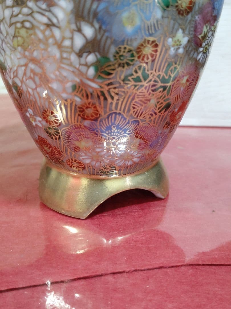 香炉 九谷焼 真山 色絵金彩  花詰 香炉 共箱 /茶道具 香道具 仏具 置物