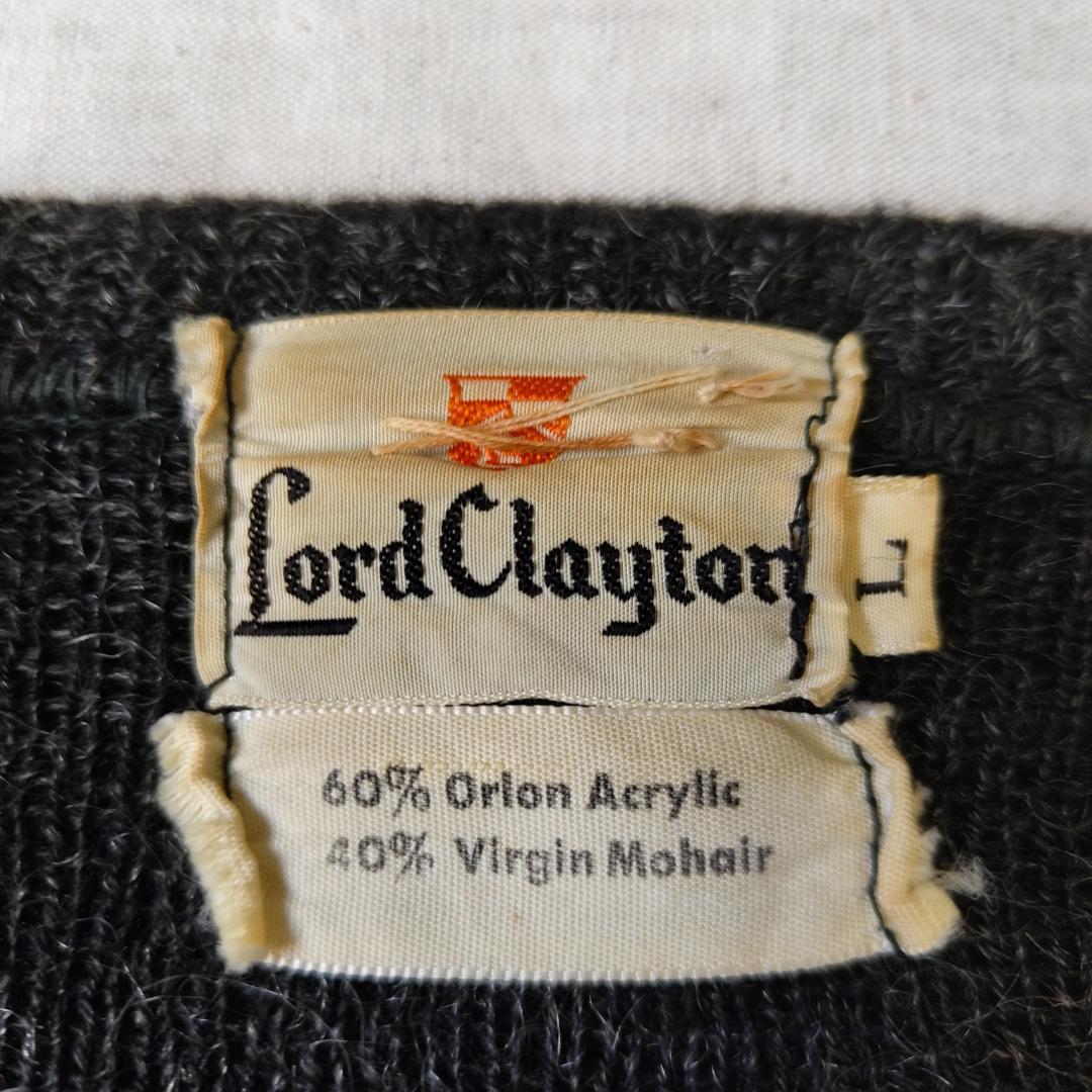 毛足長 60s シャギー モヘアニット Vネック ダークグレー ビッグサイズ L