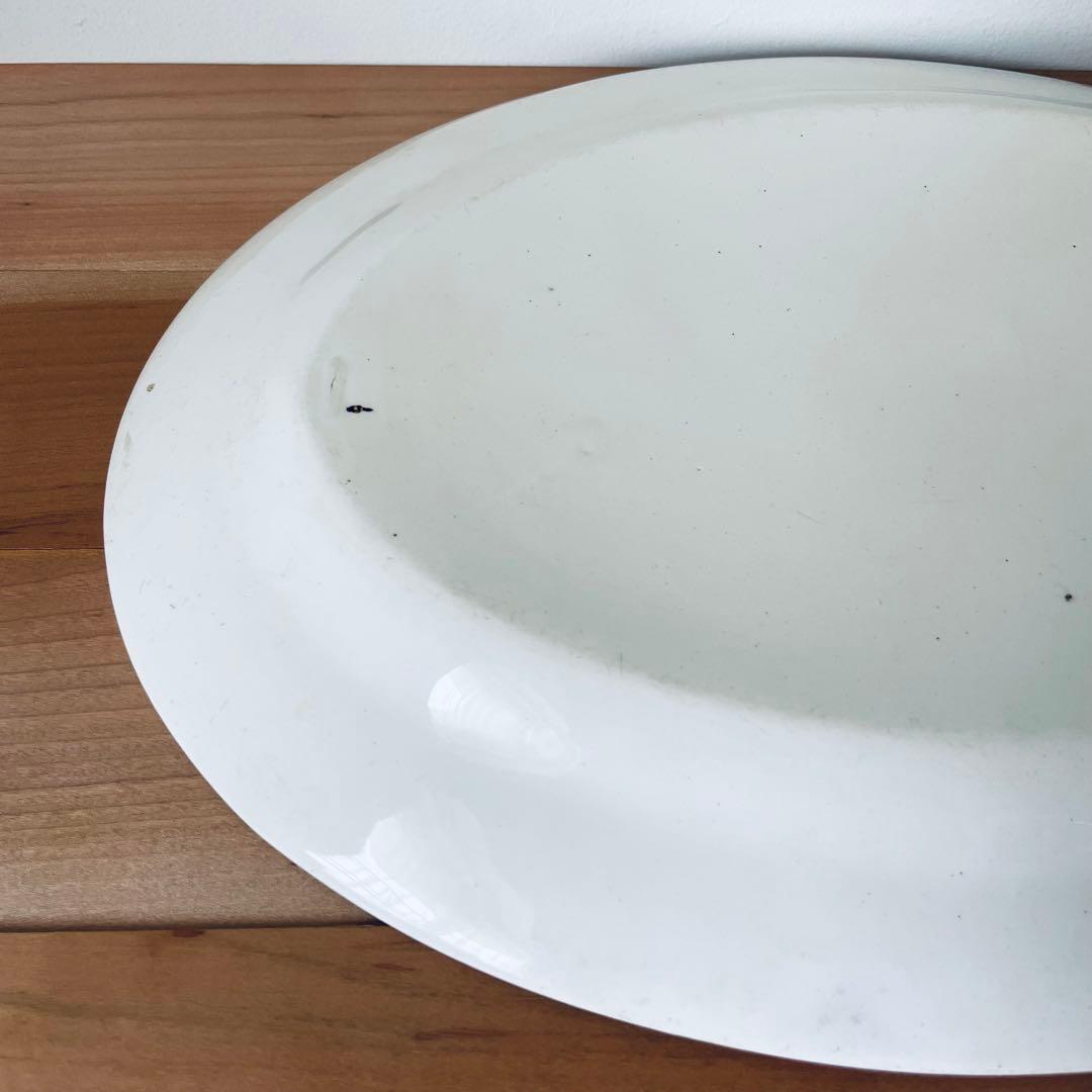 オーバルプレート ホワイト リム オーバル皿 大皿 平皿 アンティーク 陶器