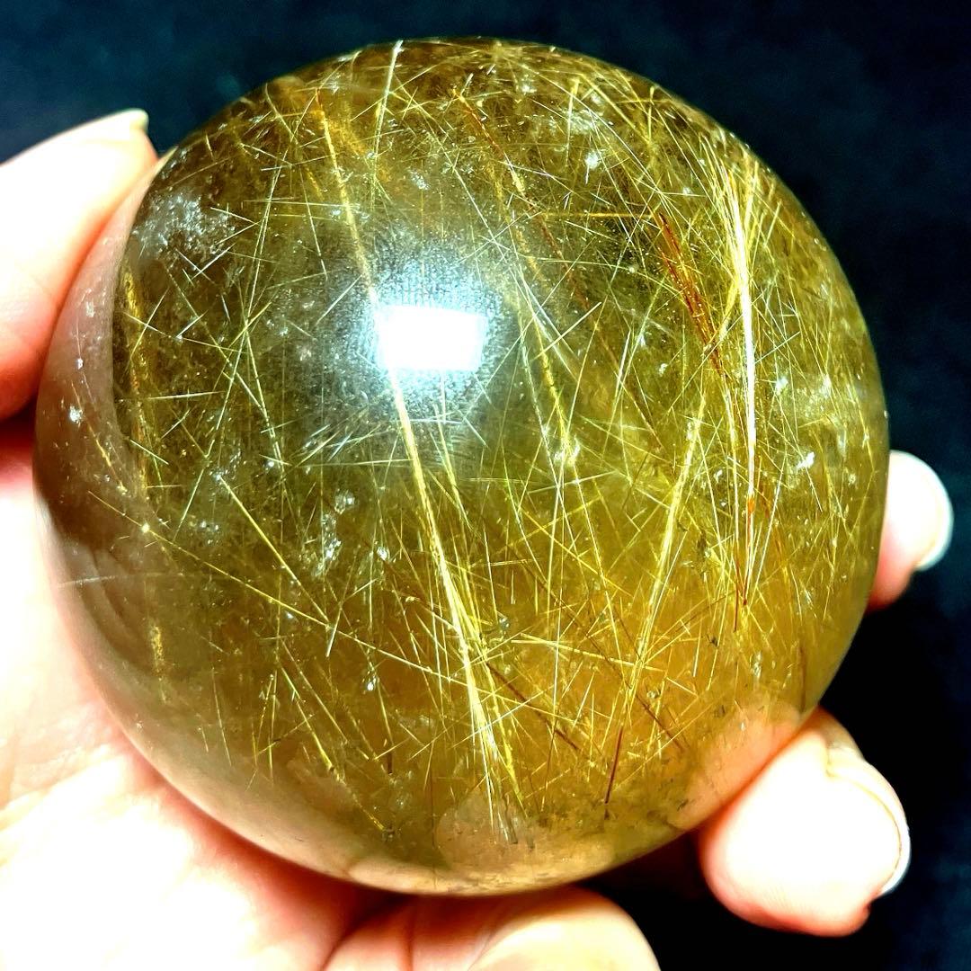 超大玉　60mm ゴールドルチルクォーツ　丸玉　スフィア　金針水晶