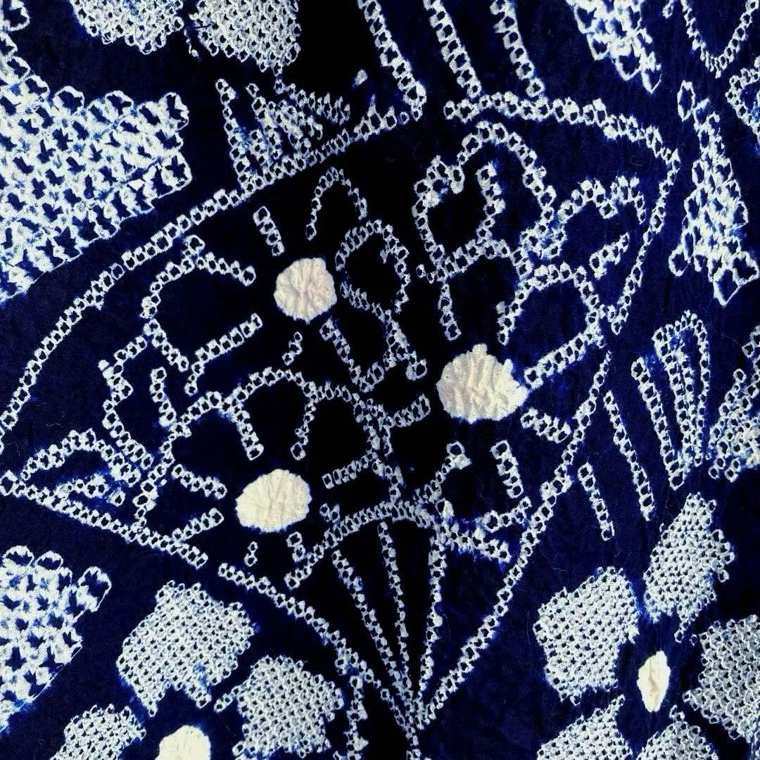 poko 有松絞り・有松鳴海絞り浴衣　手縫い　花繋ぎ　身丈154 No55