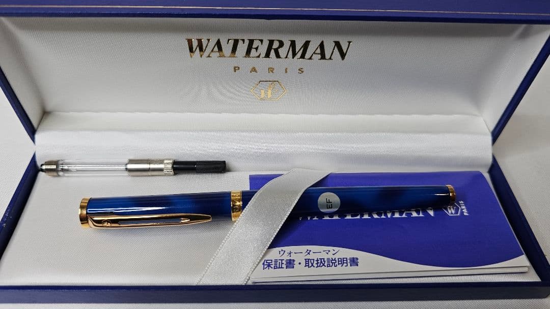 【希少】WATERMAN ウォーターマン 万年筆 ブルー ゴールド18k 750
