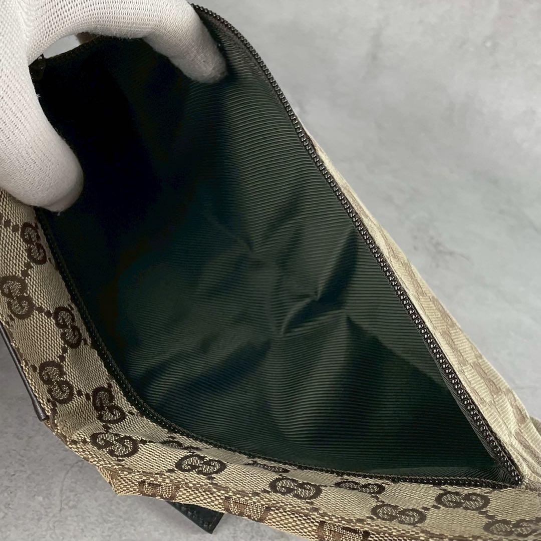 美品 GUCCI ボディバッグ GGキャンバス レザー ブラウン系 レディース