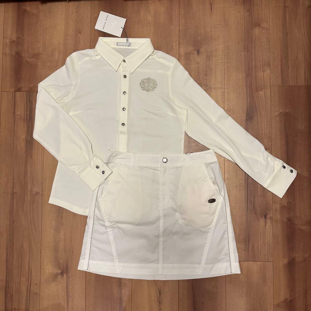 ヒールクリーク　長袖ポロシャツ　スカート　セットアップ　ホワイト　サイズ40