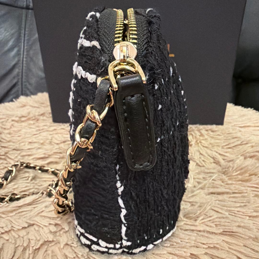 CHANEL ストライプショルダーバッグ　シャネル　ツイード　ノベルティ