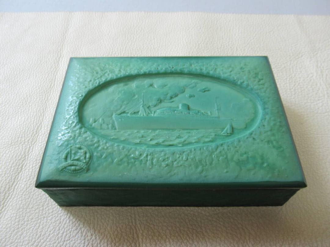 極希少1940年◆小柴外一 幻の技法 岩城硝子 練硝子 日本郵船就航記念小物入れ