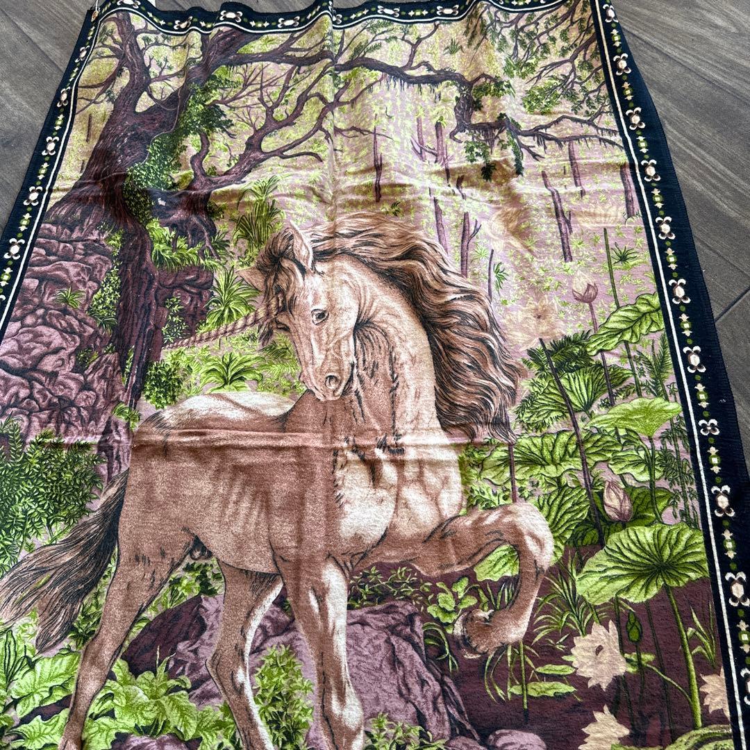 70's ☆ユニコーン☆ フェルトタペストリーコットン100 Turkey 美品