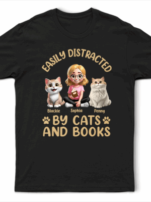 Easily Distracted By Cats & Books - Supsuppy T Shirt
