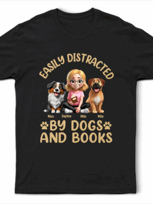 Easily Distracted By Dogs & Books - Supsuppy T Shirt
