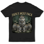 Realistic Art Papa Dad Wolf Pack - Supsuppy T Shirt