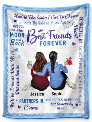 Best Friends Forever Connected By Heart - Loving Gifts For Besties - Supsuppy Sherpa Blanket