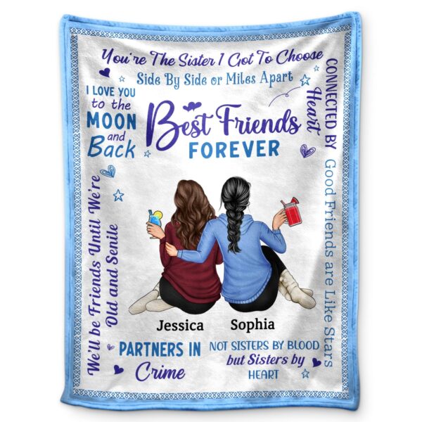 Best Friends Forever Connected By Heart - Loving Gifts For Besties - Supsuppy Sherpa Blanket