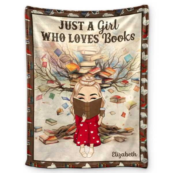 Book Tree Just A Girl Who Loves Books - Supsuppy Sherpa Blanket