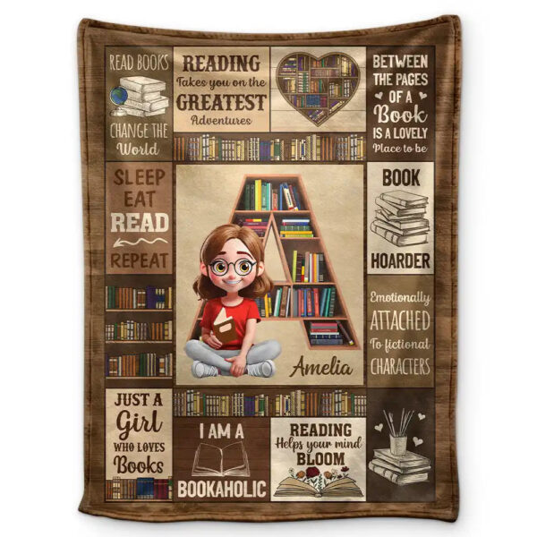 Bookish Monogram Reading Blanket - Supsuppy Sherpa Blanket