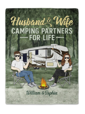 Camping Partners For Life Husband Wife Camping Couple - Supsuppy Sherpa Blanket