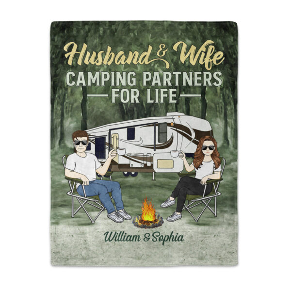Camping Partners For Life Husband Wife Camping Couple - Supsuppy Sherpa Blanket