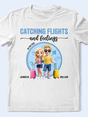 Catching Flights And Feelings Travel Couple 3D Effect - Supsuppy T Shirt