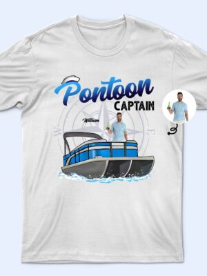 Custom Photo Boating Pontoon Captain - Birthday, Traveling, Cruising Gift For Pontooning Lovers, Lake Lovers, Travelers - Supsuppy T Shirt
