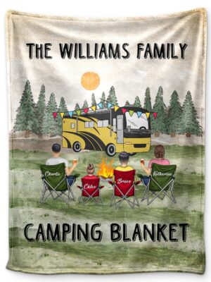 Family Camping Blanket - Gift For Camping Lovers - Supsuppy Sherpa Blanket
