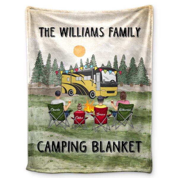 Family Camping Blanket - Gift For Camping Lovers - Supsuppy Sherpa Blanket