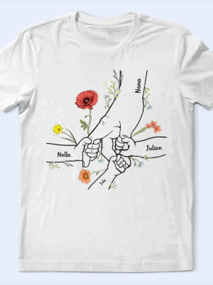 Hand In Hand Birth Flower Mom Kid Nana Grandkid - Supsuppy T Shirt