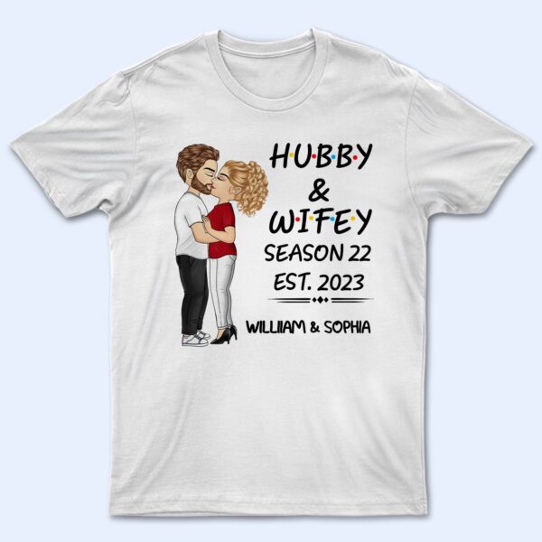 Hubby And Wifey Seasons Chibi Kissing Couple Sideview - Birthday, Anniversary Gift For Spouse, Lover, Husband, Wife, Boyfriend, Girlfriend - Supsuppy T Shirt