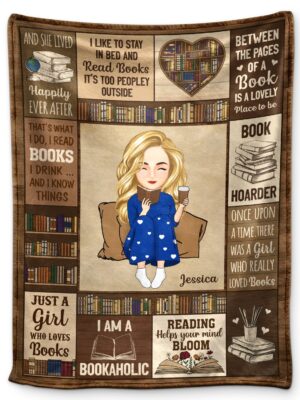 Reading Cartoon Just A Girl Boy Who Loves Books - Gift For Book Lovers - Supsuppy Sherpa Blanket