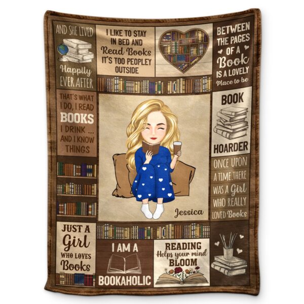 Reading Cartoon Just A Girl Boy Who Loves Books - Gift For Book Lovers - Supsuppy Sherpa Blanket