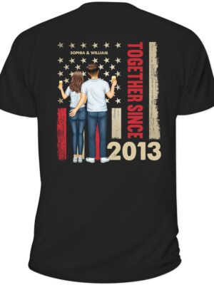 Stars And Stripes Couple Together Since - Loving, Birthday Anniversary Gift For Couples, Spouse, Husband, Wife - Supsuppy T Shirt