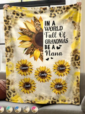 Sunflower World Full Of Grandmas - Supsuppy Sherpa Blanket