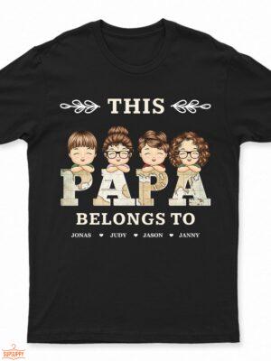 Vintage Map Title This Papa Belong To - Birthday, Loving Gift For Dad, Father, Grandpa, Grandfather - Supsuppy T Shirt