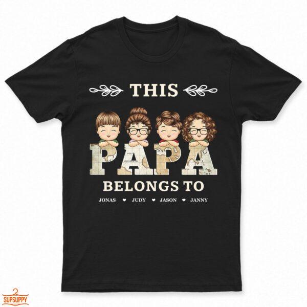 Vintage Map Title This Papa Belong To - Birthday, Loving Gift For Dad, Father, Grandpa, Grandfather - Supsuppy T Shirt