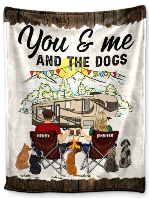 You & Me And The Dog Home Is Where - Gift For Camping Couples - Supsuppy Sherpa Blanket