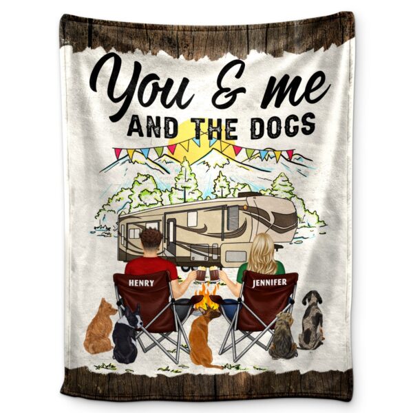 You & Me And The Dog Home Is Where - Gift For Camping Couples - Supsuppy Sherpa Blanket